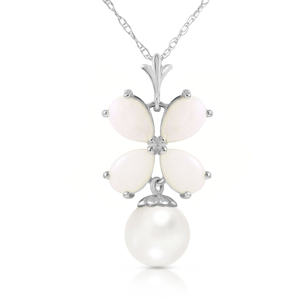 14K Rose Gold Necklace w/ Natural Opals & Pearl