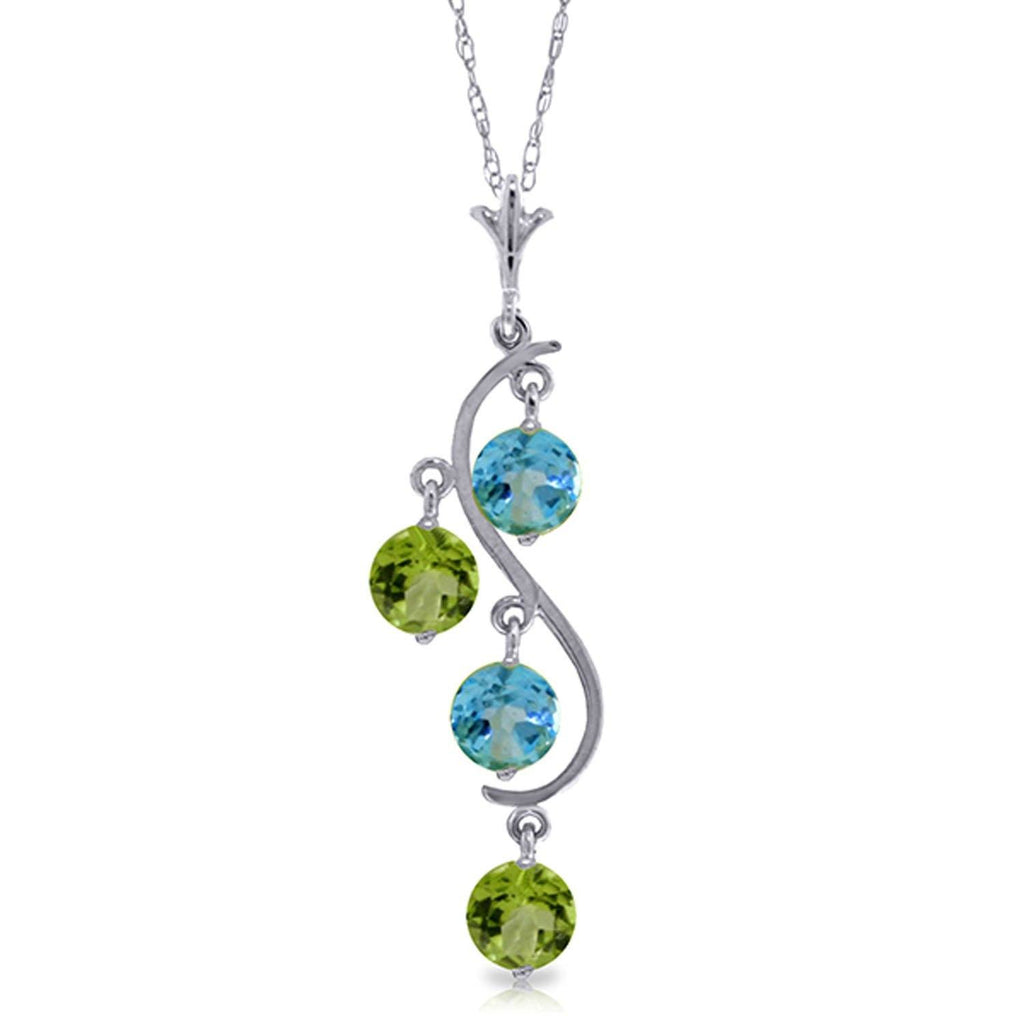 14K Rose Gold Necklace w/ Natural Peridots & Blue Topaz