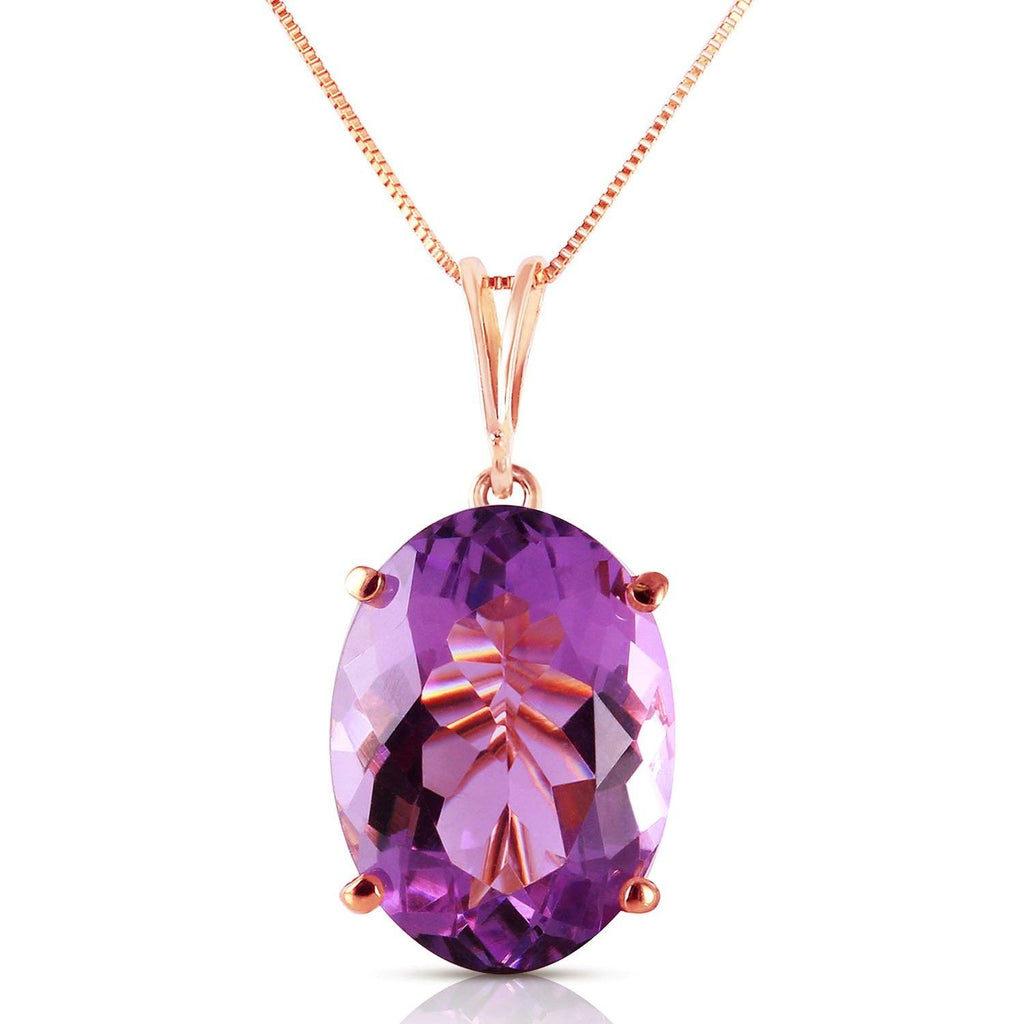 14K Rose Gold Necklace w/ Oval Purple Amethyst