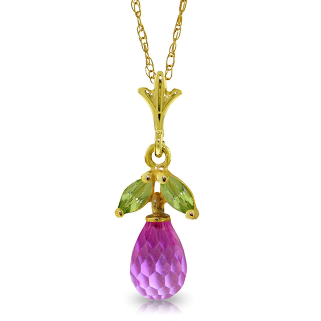 14K Rose Gold Necklace w/ Pink Topaz & Peridots