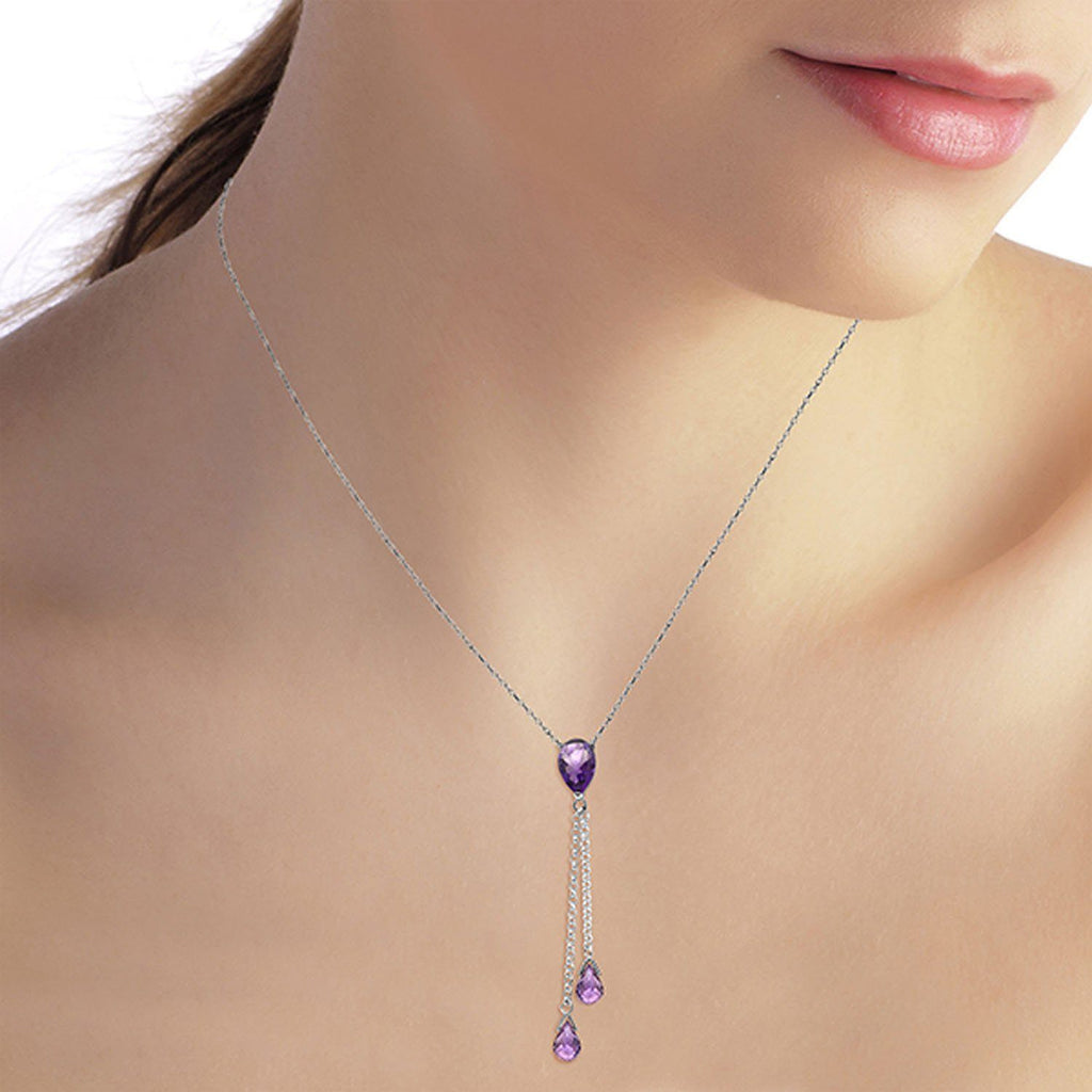 14K Rose Gold Necklace w/ Purple Amethysts