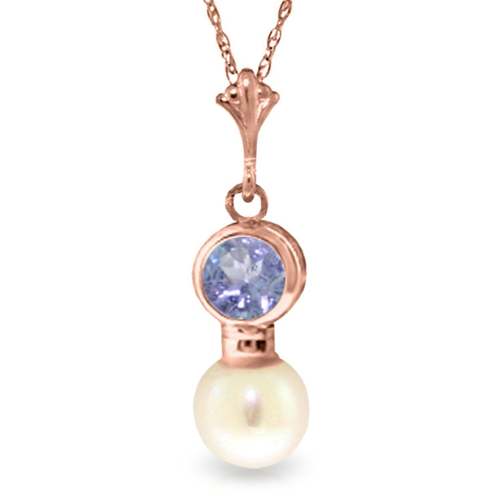 14K Rose Gold Necklace w/ Tanzanite & Pearl