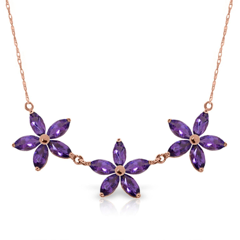 14K Rose Gold Purple Amethyst Gemstone Series New Necklace