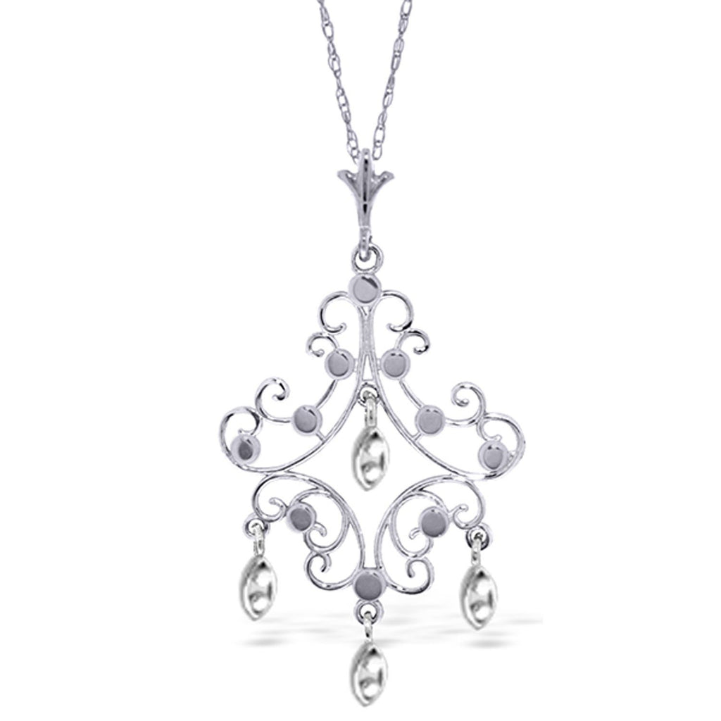 14K White Gold Chandelier Necklace