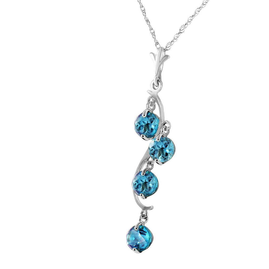 2.25 Carat 14K White Gold Move The Earth Blue Topaz Necklace