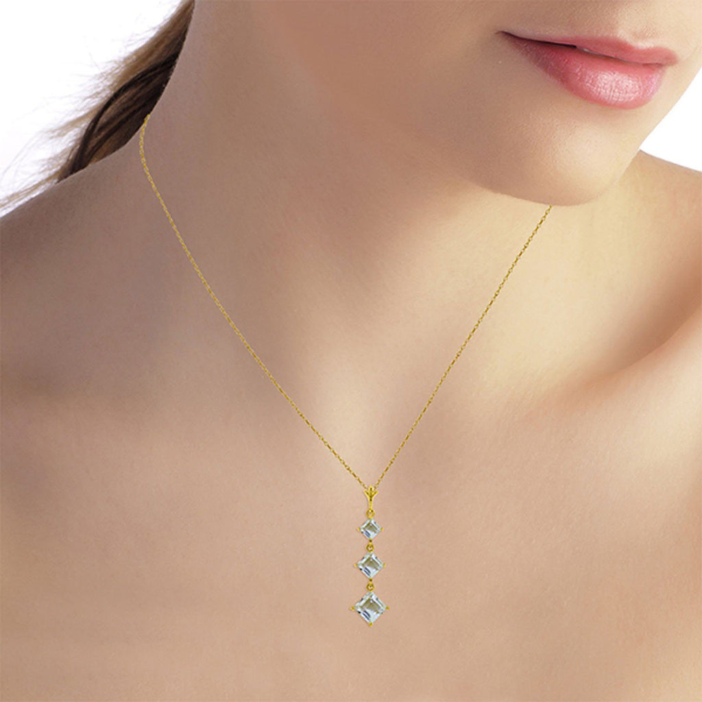 2.4 Carat 14K Gold Love Lock Aquamarine Necklace