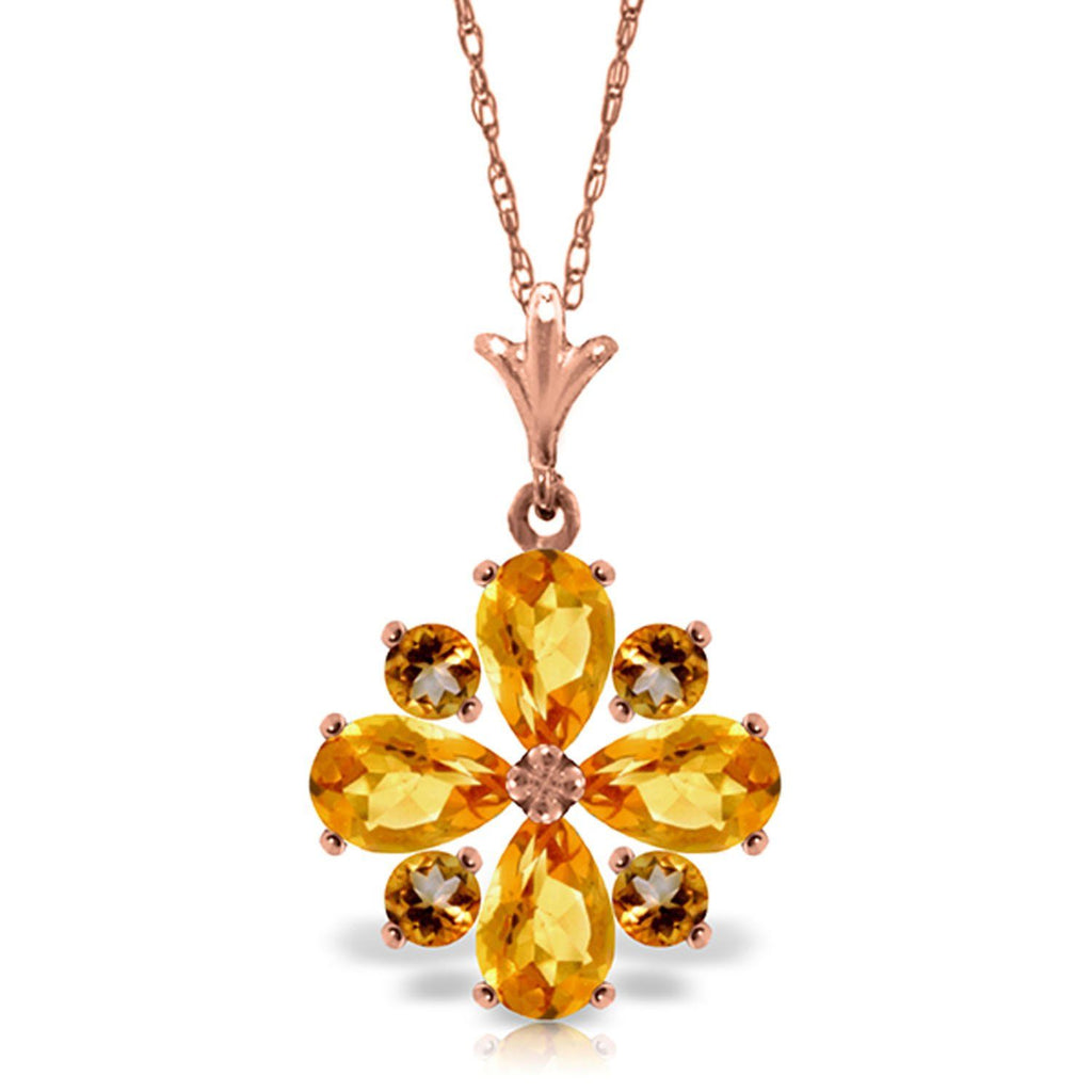 2.43 Carat 14K Gold Ray Of Life Citrine Necklace