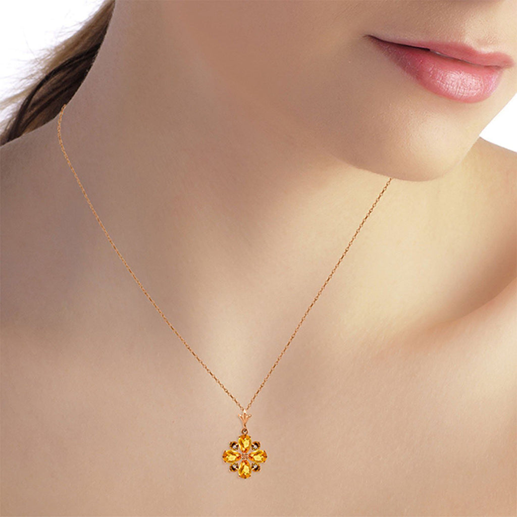 2.43 Carat 14K Gold Ray Of Life Citrine Necklace