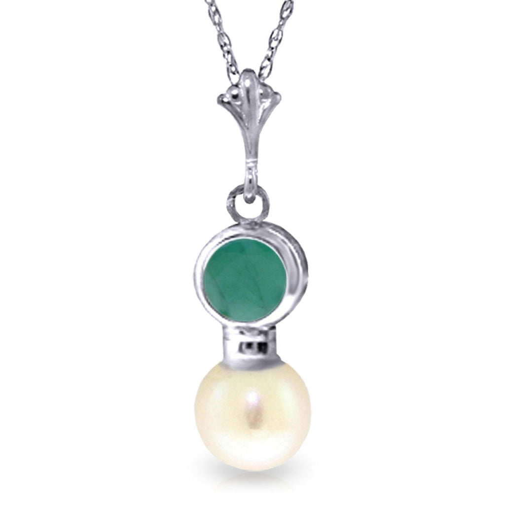 2.48 Carat 14K Gold Necklace Emerald Pearl