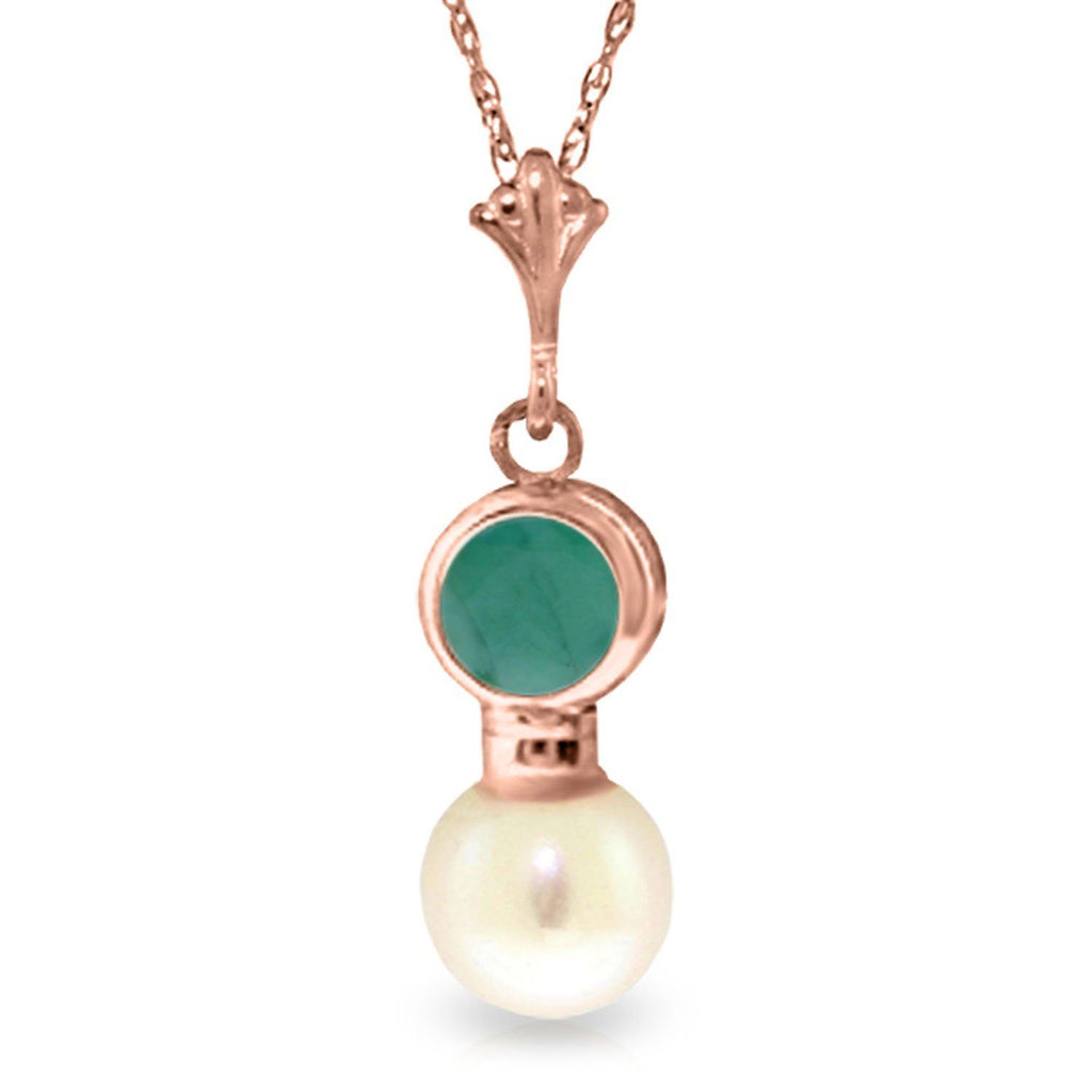 2.48 Carat 14K White Gold Necklace Emerald Pearl