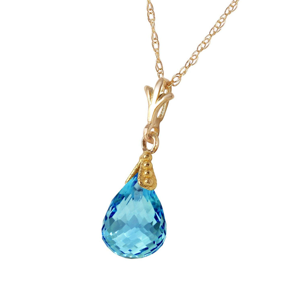 2.5 Carat 14K Gold Necklace Briolette Blue Topaz