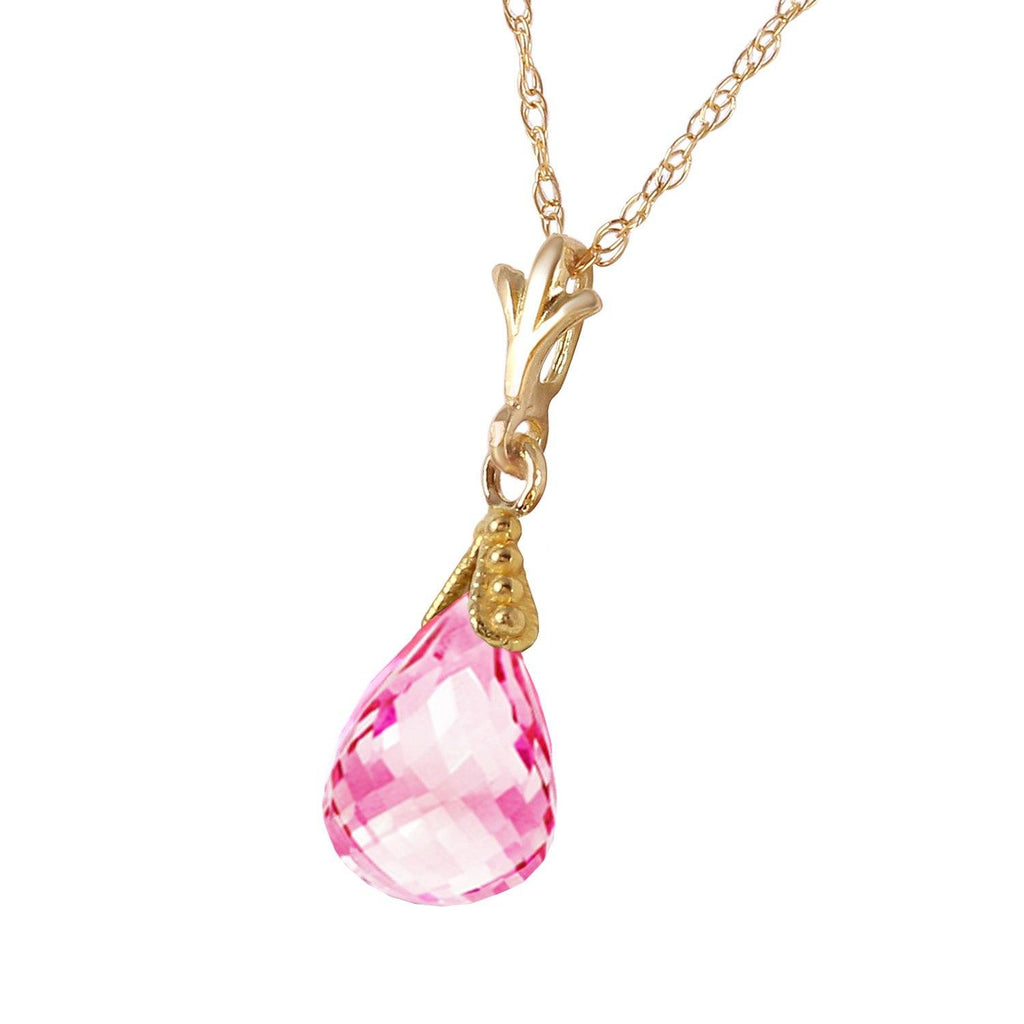 2.5 Carat 14K Gold Necklace Briolette Pink Topaz