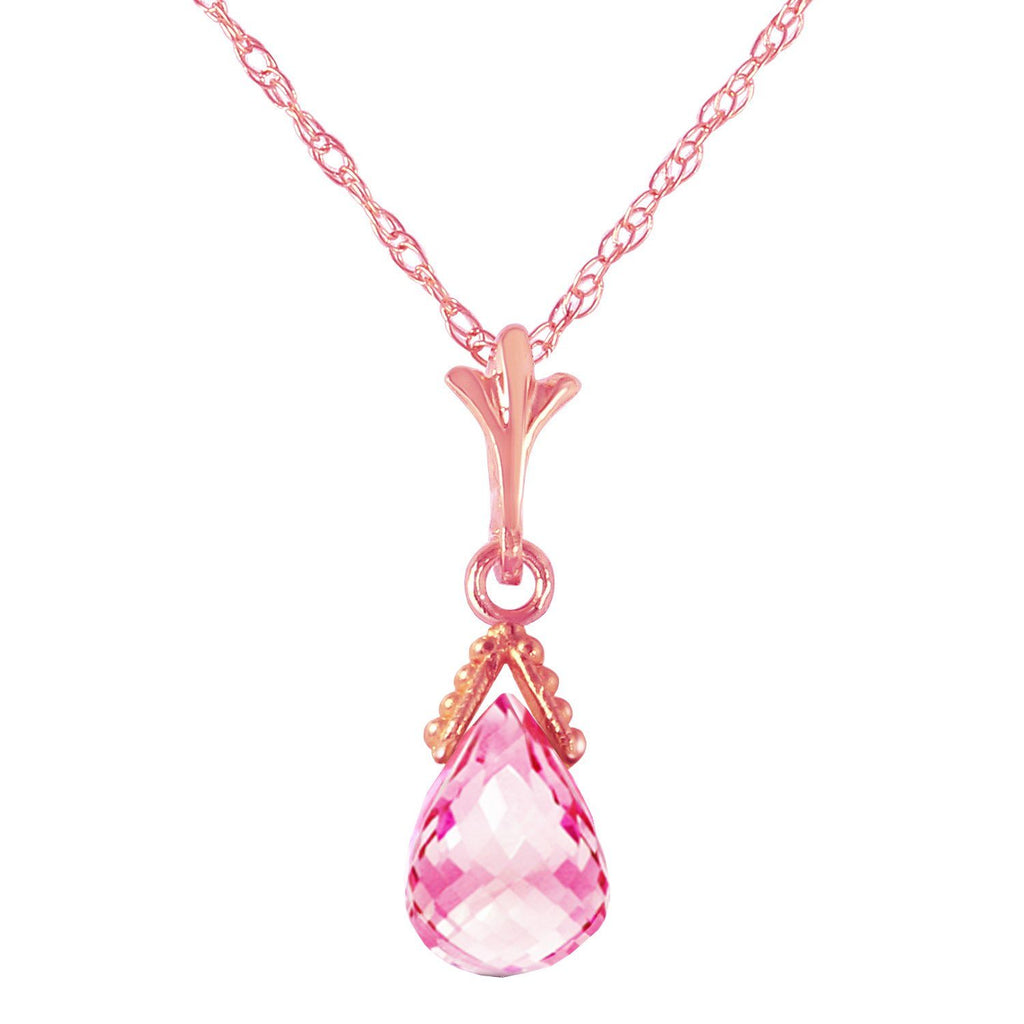2.5 Carat 14K Rose Gold Necklace Briolette Pink Topaz