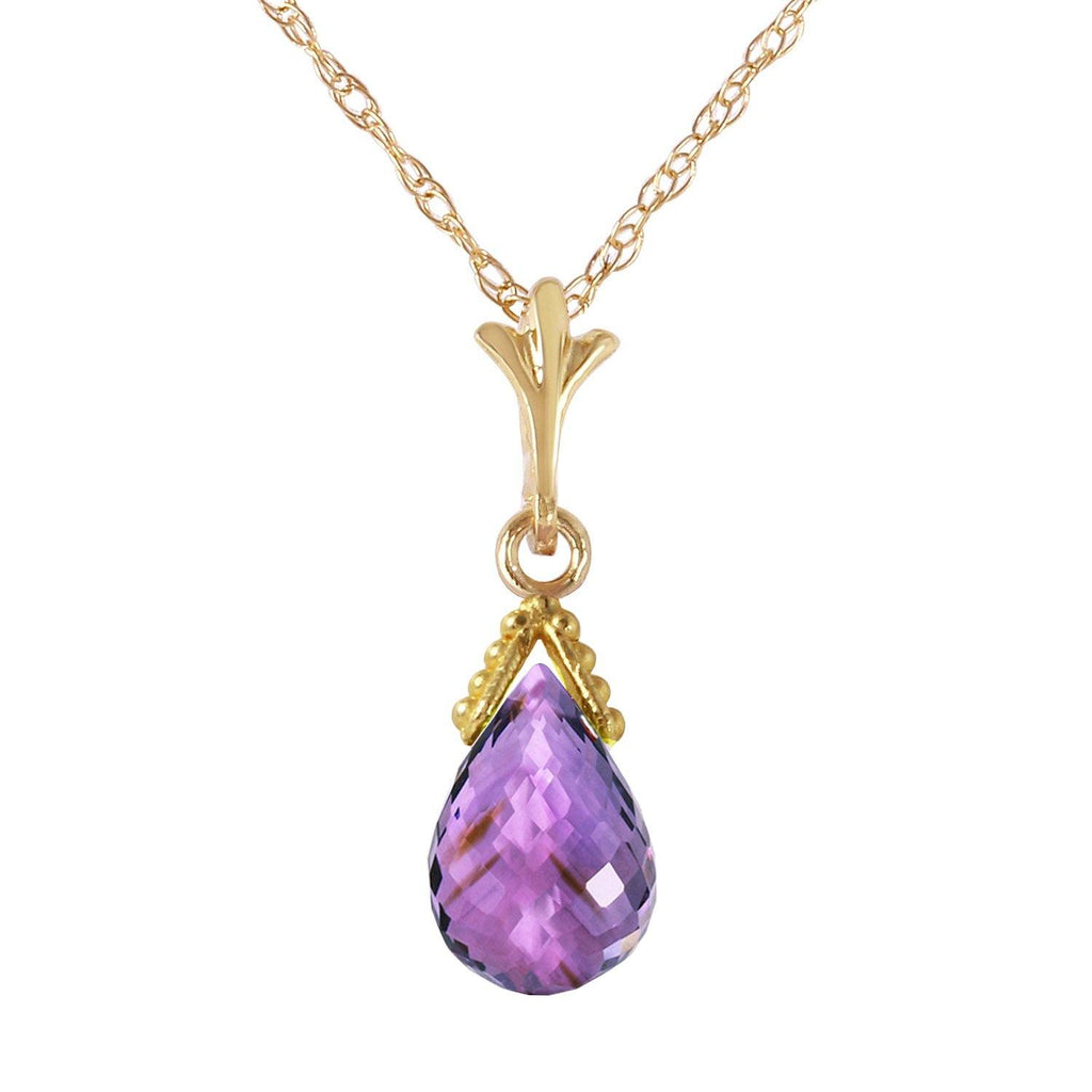 2.5 Carat 14K Rose Gold Necklace Briolette Purple Amethyst