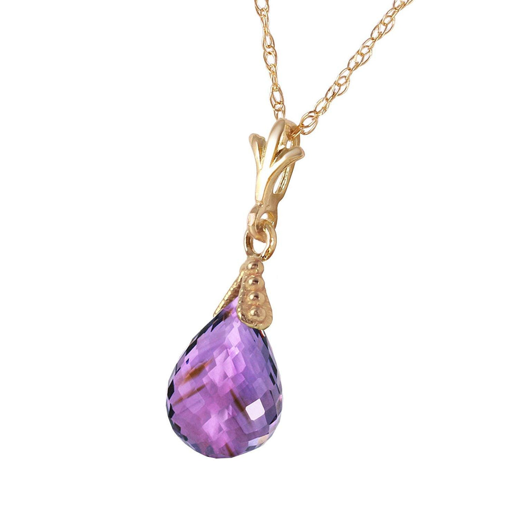 2.5 Carat 14K Rose Gold Necklace Briolette Purple Amethyst