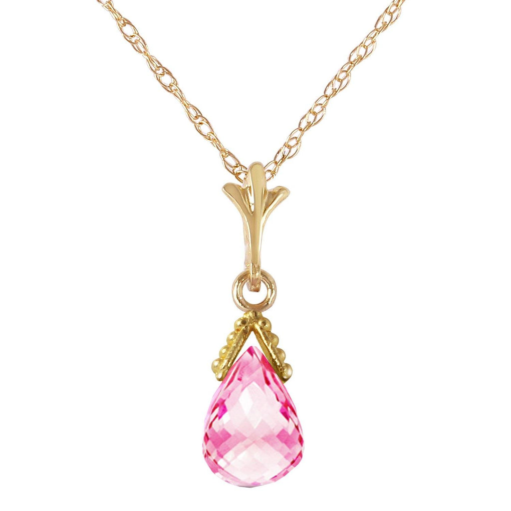 2.5 Carat 14K White Gold Necklace Briolette Pink Topaz