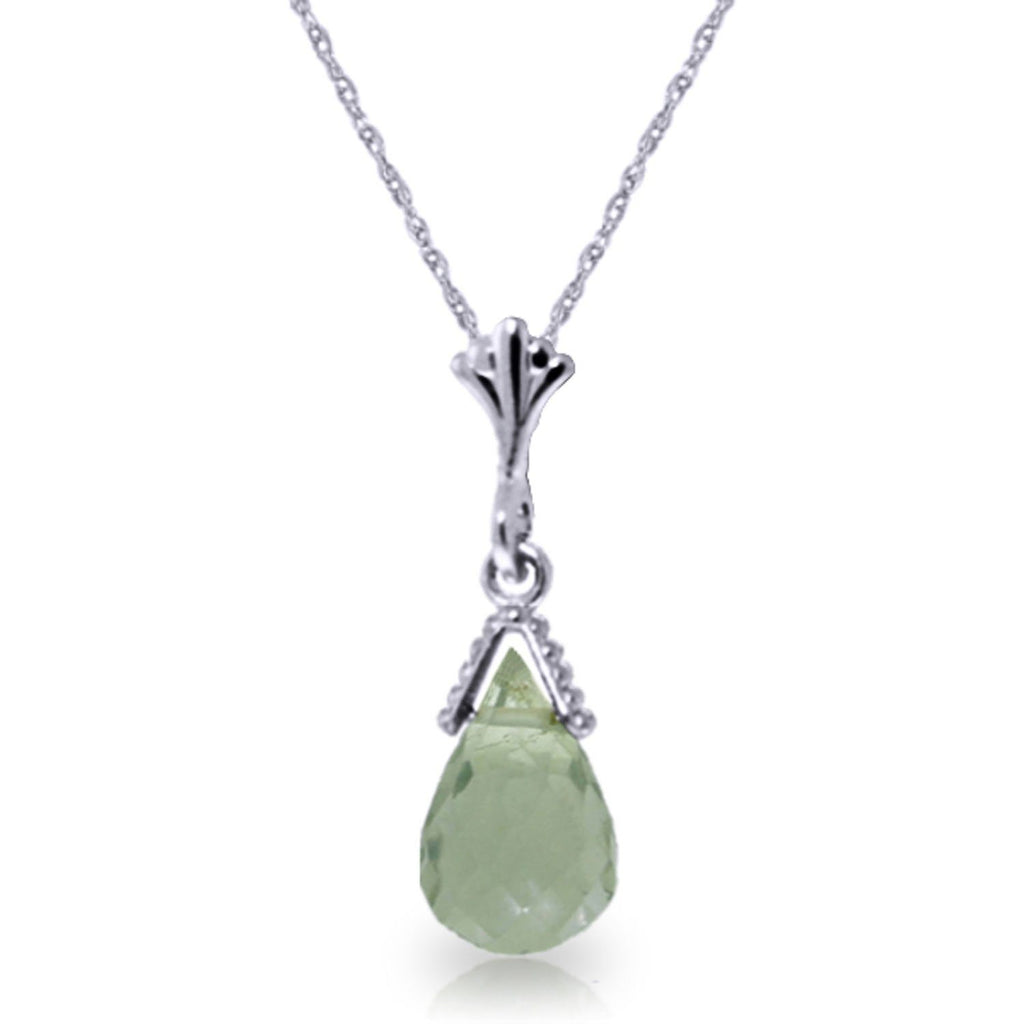 2.5 Carat 14K White Gold Towards The Sea Green Amethyst Necklace