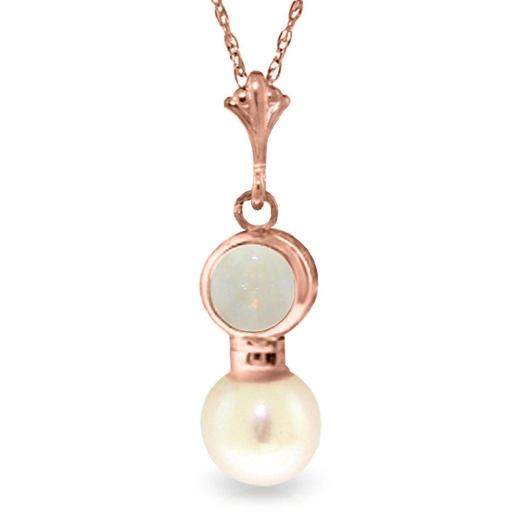 2.59 Carat 14K Gold Necklace Natural Opal Pearl