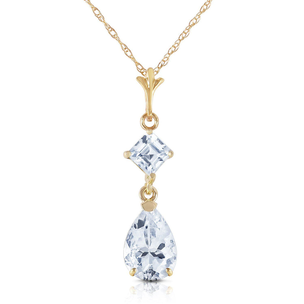 2 Carat 14K Rose Gold Sparkly Dew Aquamarine Necklace