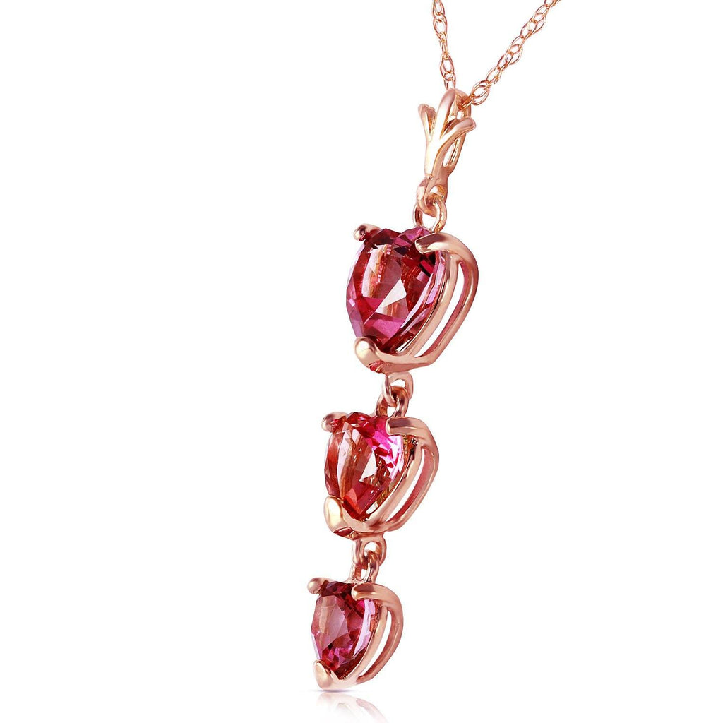 3.03 Carat 14K Gold Hand On Heart Pink Topaz Necklace