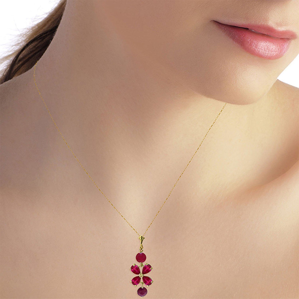 3.15 Carat 14K Gold The Rain Came Ruby Necklace