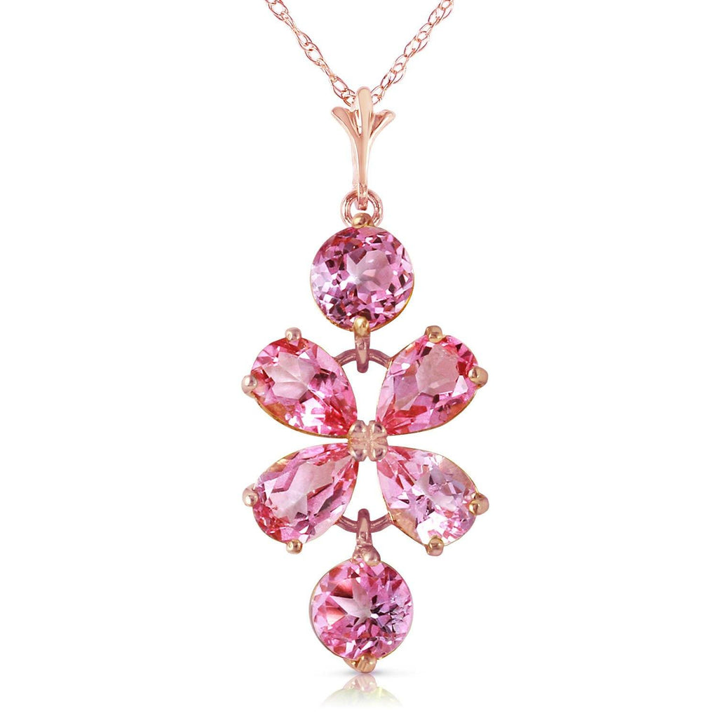 3.15 Carat 14K Rose Gold Petals Pink Topaz Necklace