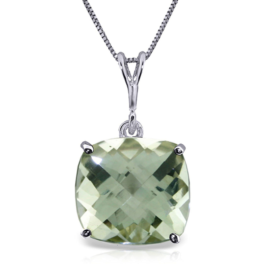 3.6 Carat 14K White Gold Necklace Natural Checkerboard Cut Green Amethyst
