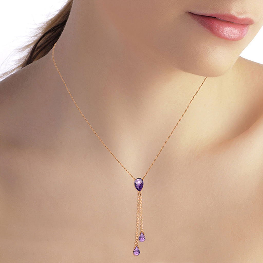 3.75 Carat 14K Gold Necklace Purple Amethyst