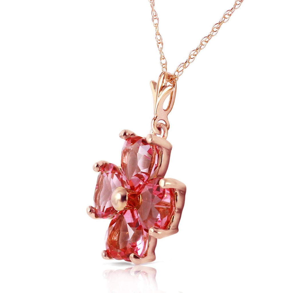 3.8 Carat 14K Rose Gold Heart Cluster Pink Topaz Necklace