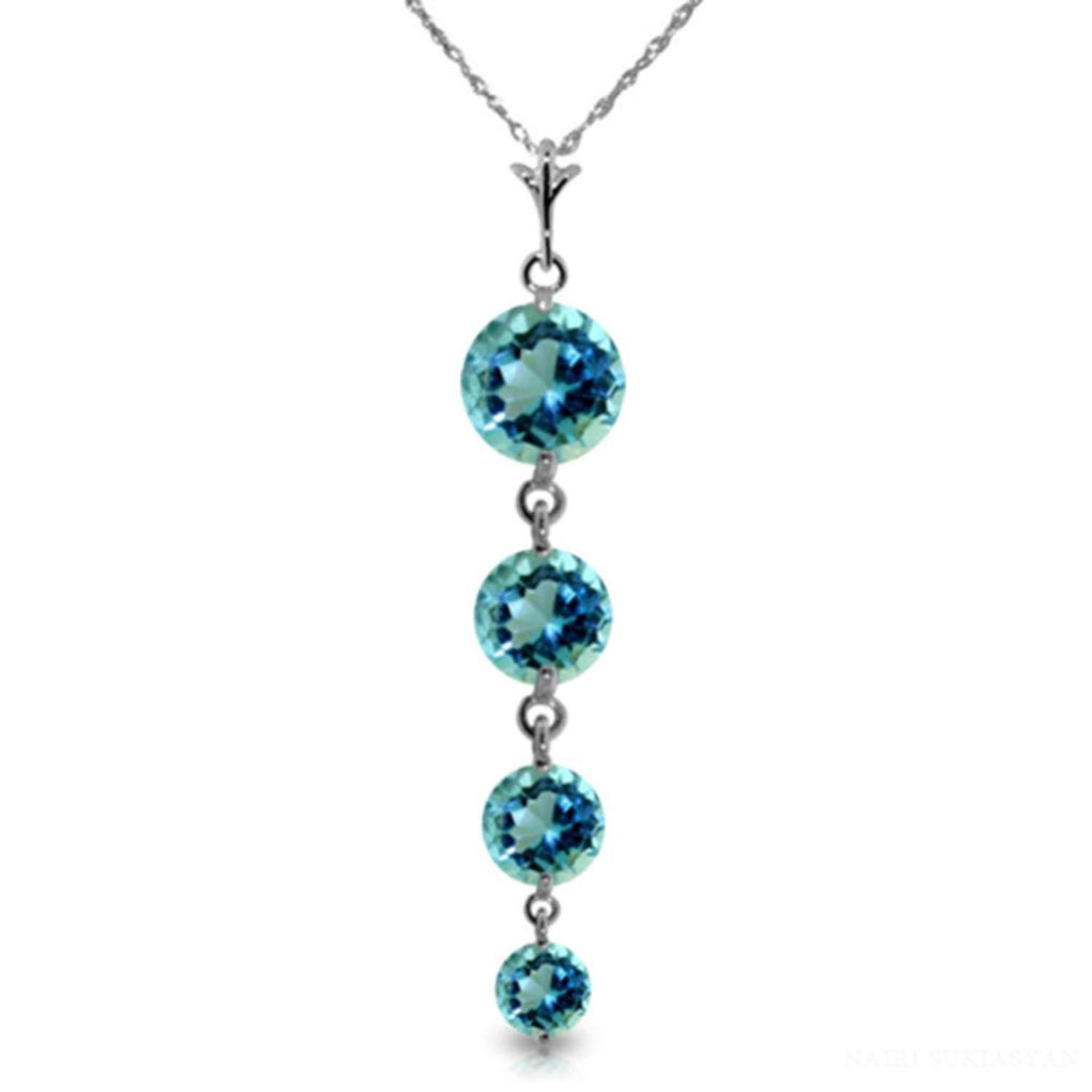 3.9 Carat 14K White Gold Here Again Blue Topaz Necklace