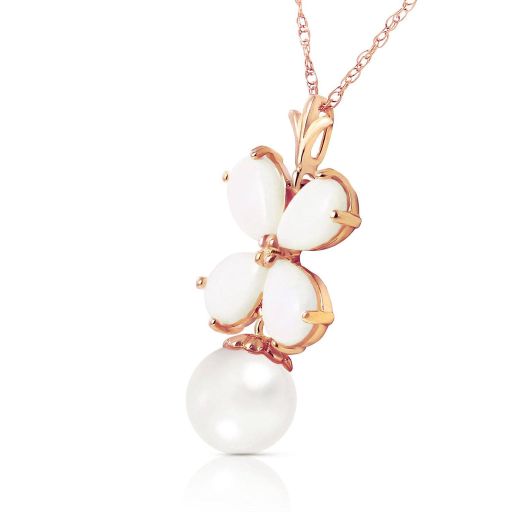 3 Carat 14K Gold Deco Blanc Opal Pearl Necklace