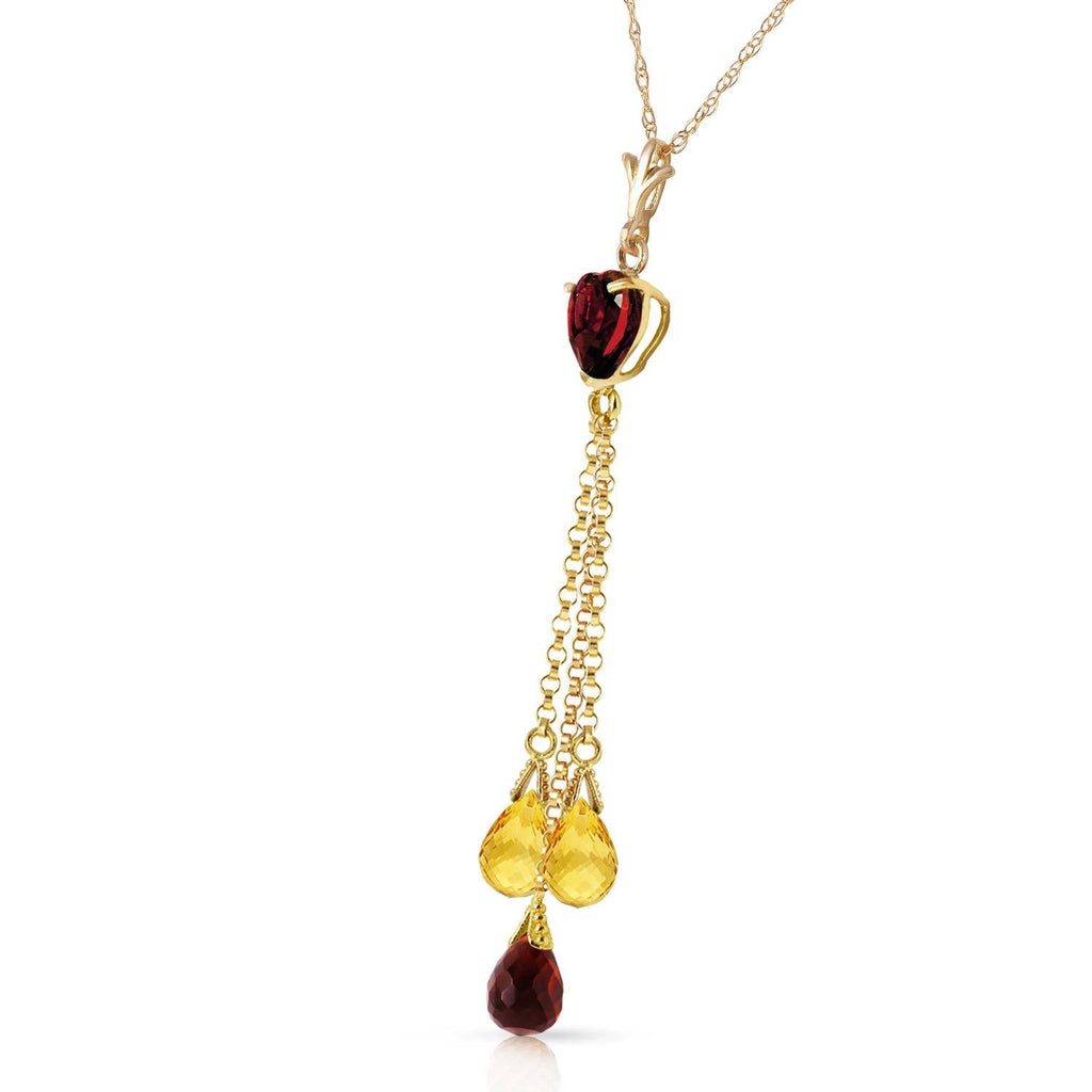 4.75 Carat 14K Gold Necklace Briolette Garnet Citrine