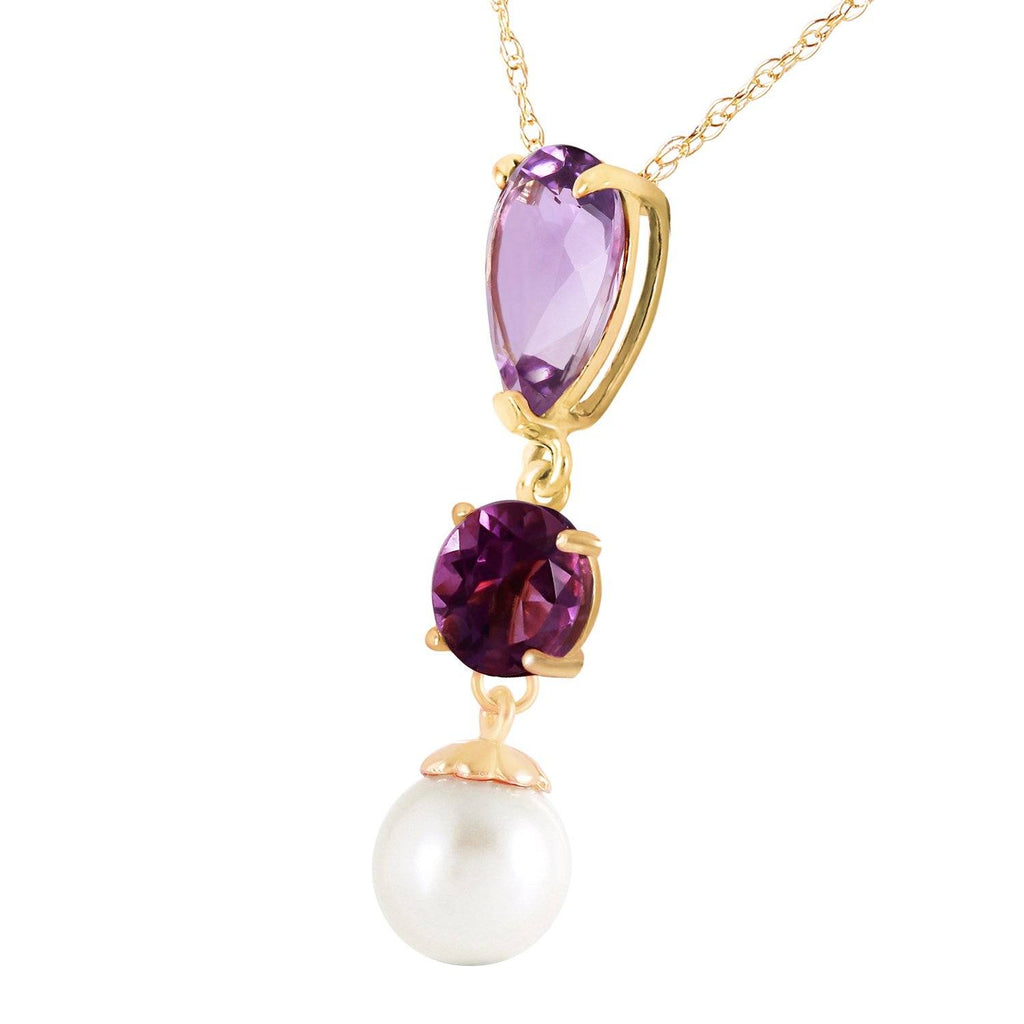 5.25 Carat 14K Gold Necklace Purple Amethyst Pearl