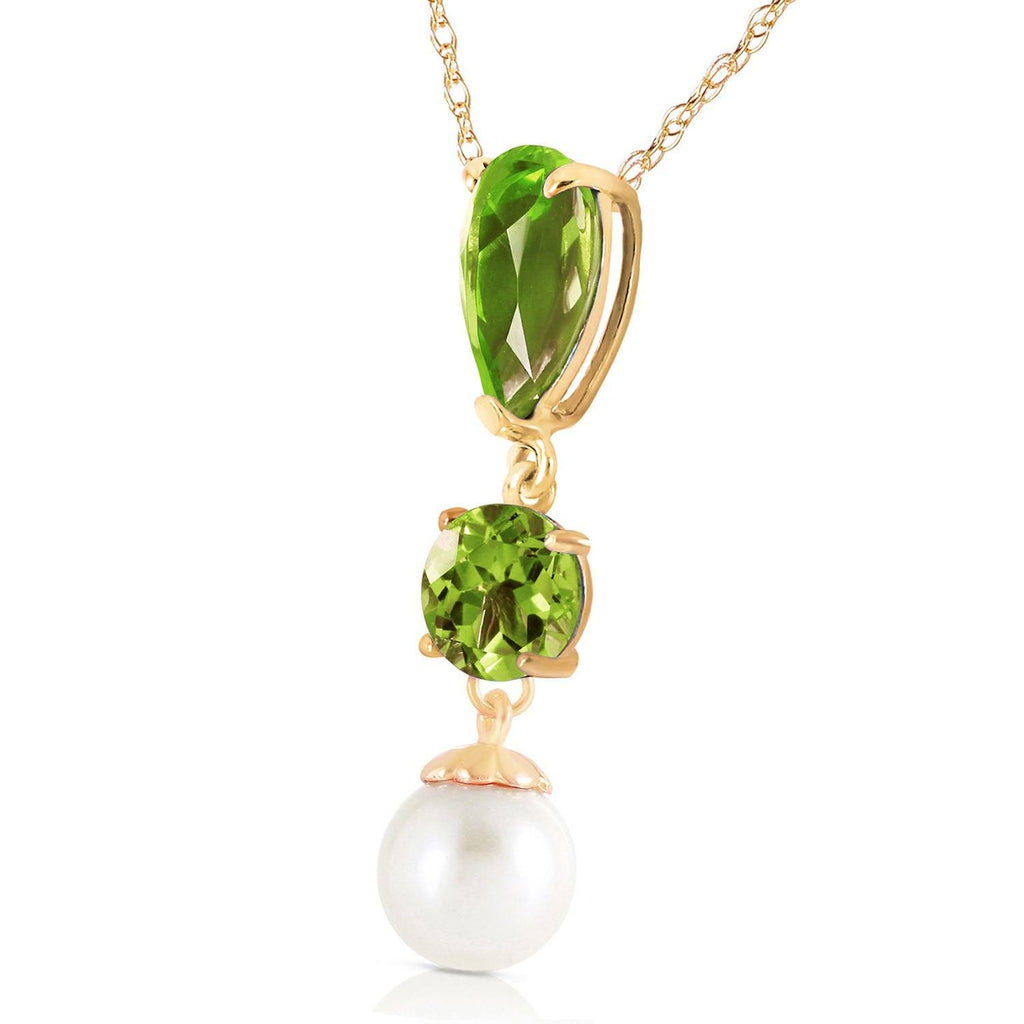 5.25 Carat 14K Rose Gold Necklace Peridot Pearl
