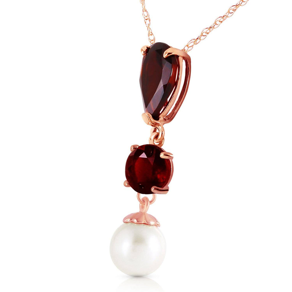 5.25 Carat 14K White Gold Necklace Garnet Pearl