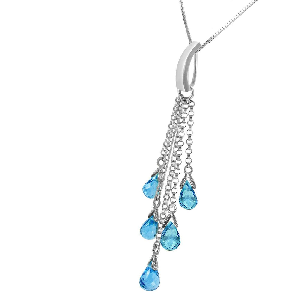 5.8 Carat 14K White Gold Topaz In The Rough Blue Topaz Necklace