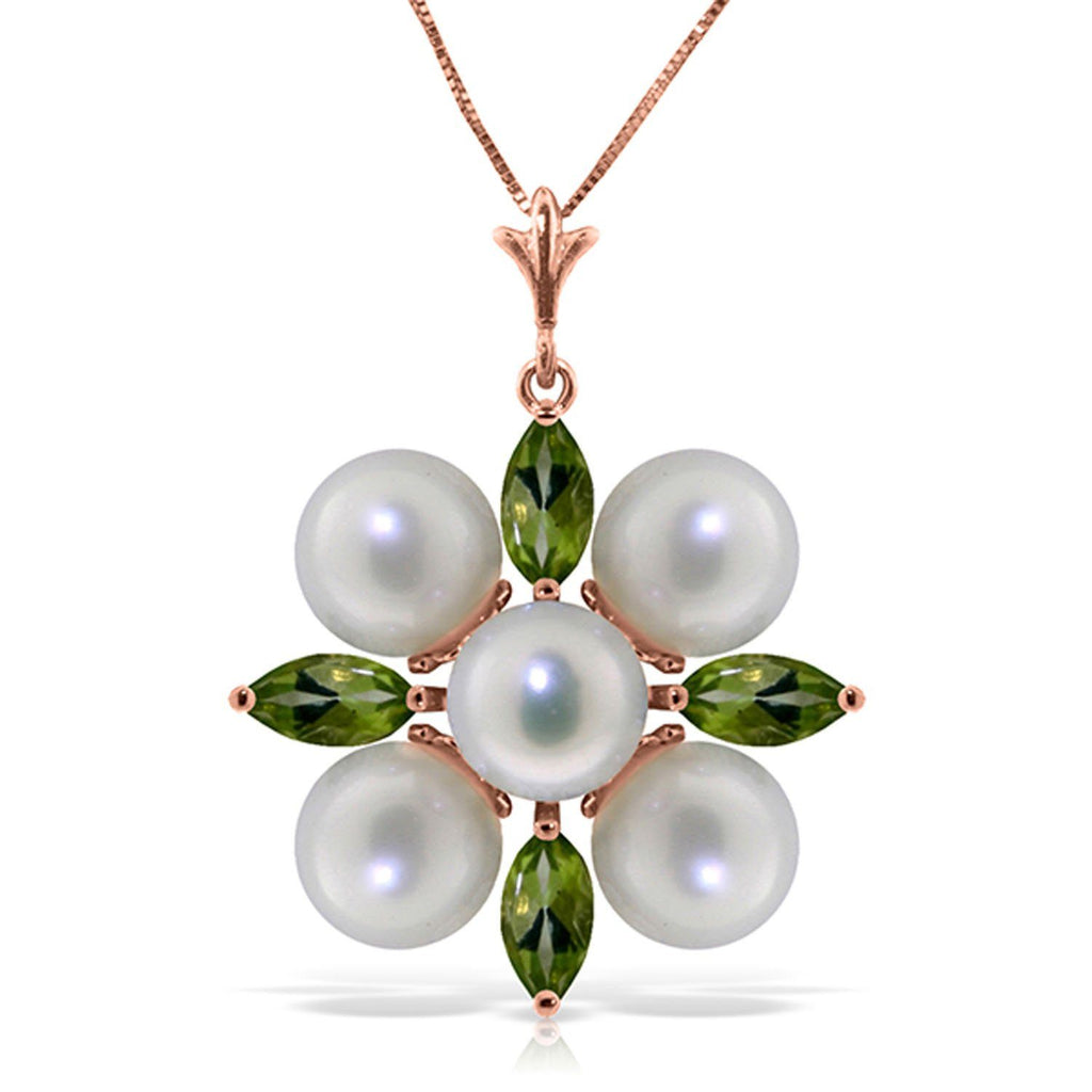 6.3 Carat 14K Gold Fear No More Peridot Pearl Necklace