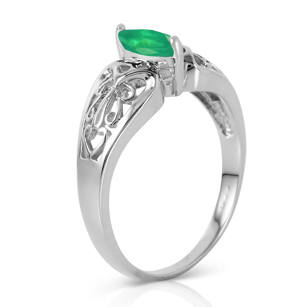 0.2 Carat 14K Rose Gold Filigree Ring Natural Emerald