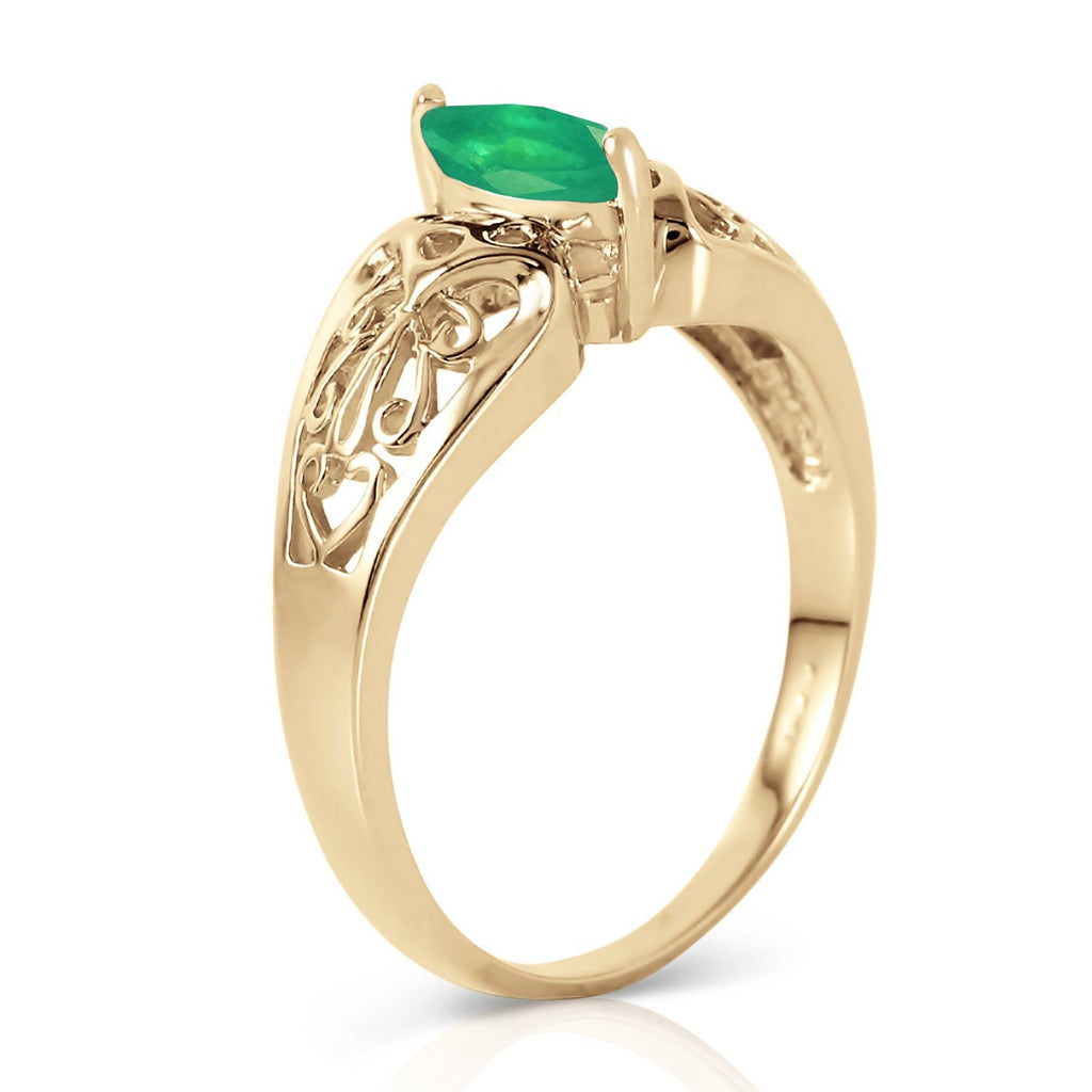 0.2 Carat 14K Rose Gold Filigree Ring Natural Emerald