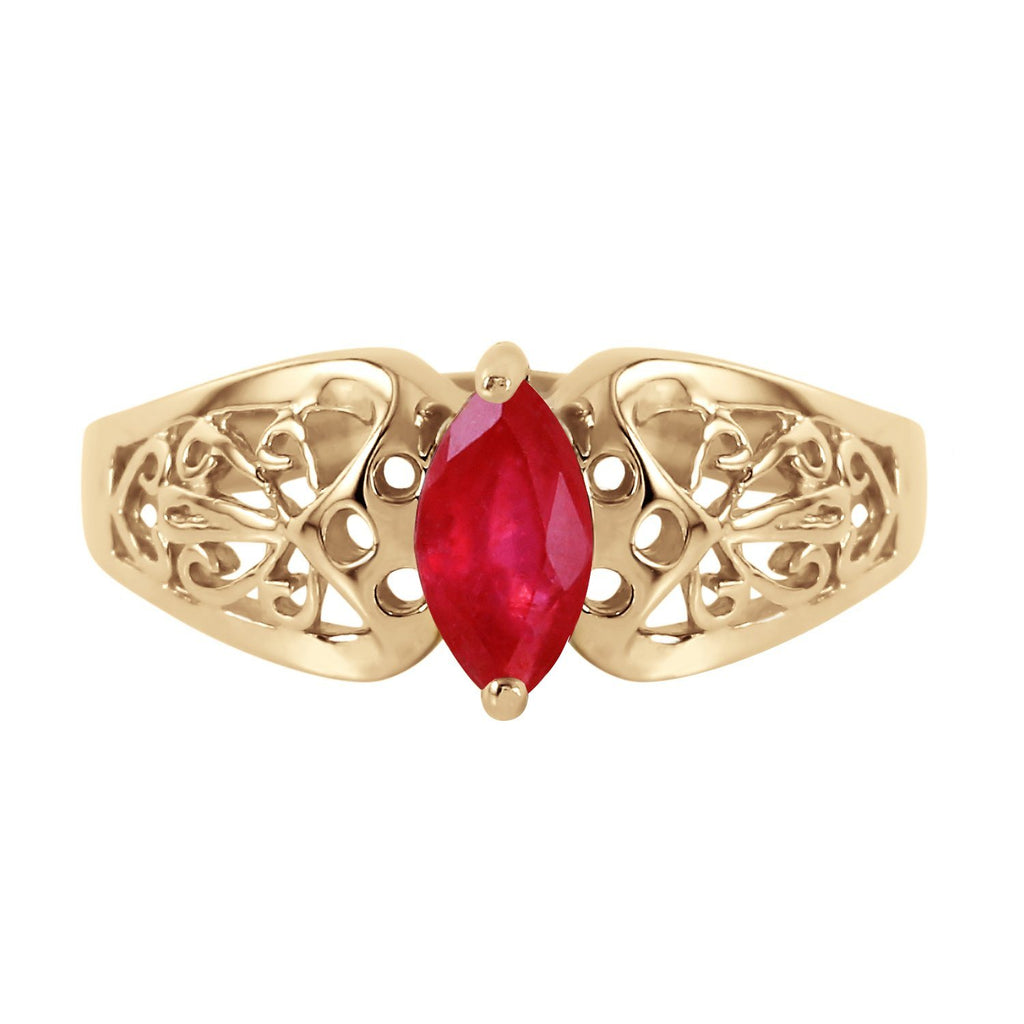 0.2 Carat 14K Rose Gold Filigree Ring Natural Ruby