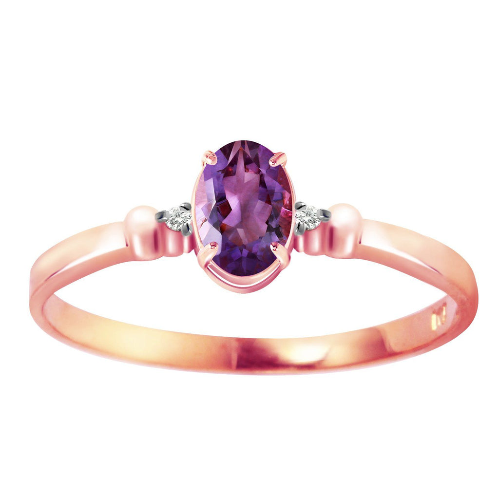 0.46 Carat 14K Rose Gold Young Love Amethyst Diamond Ring
