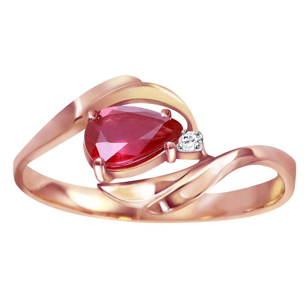 0.51 Carat 14K Rose Gold Waves Ruby Diamond Ring