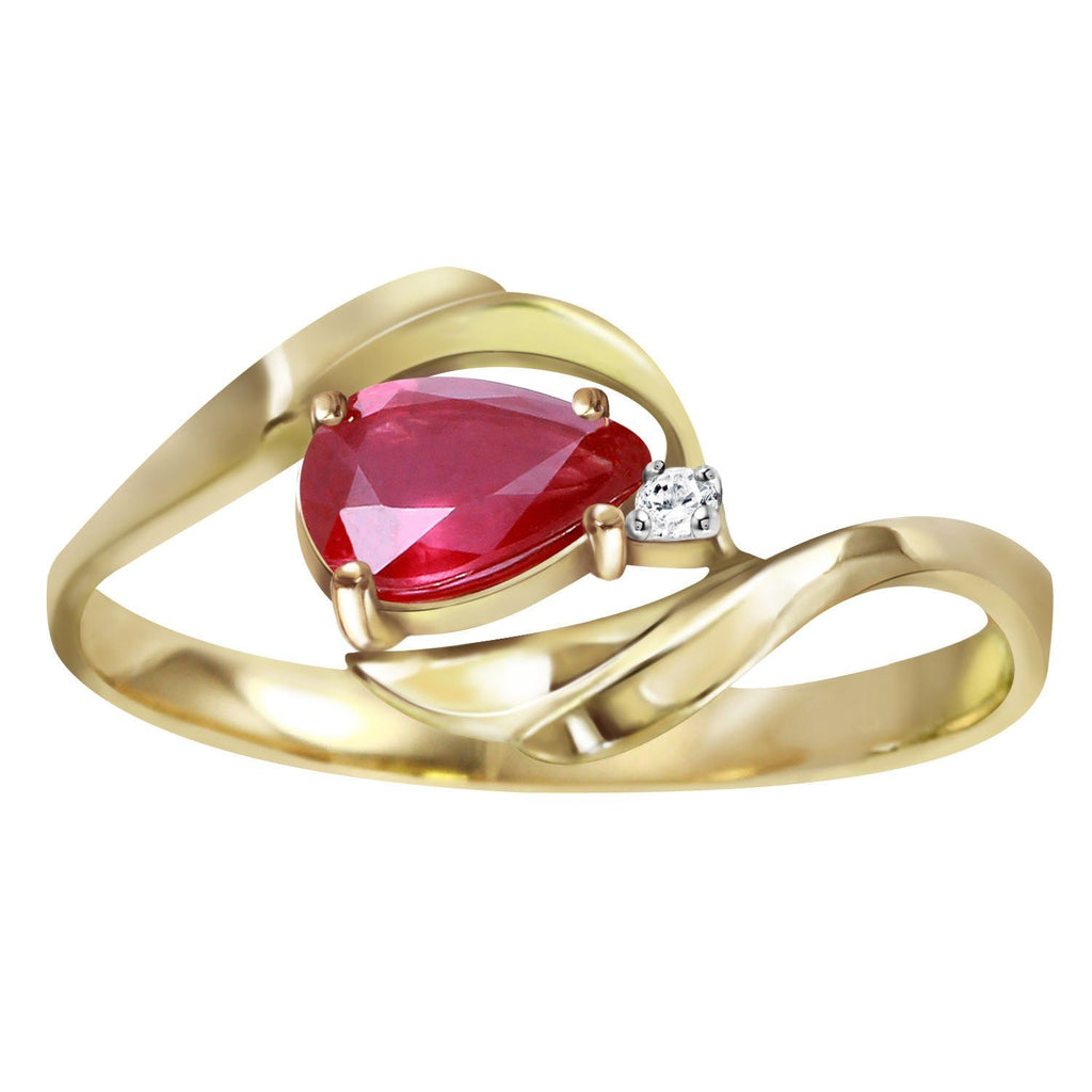 0.51 Carat 14K Rose Gold Waves Ruby Diamond Ring