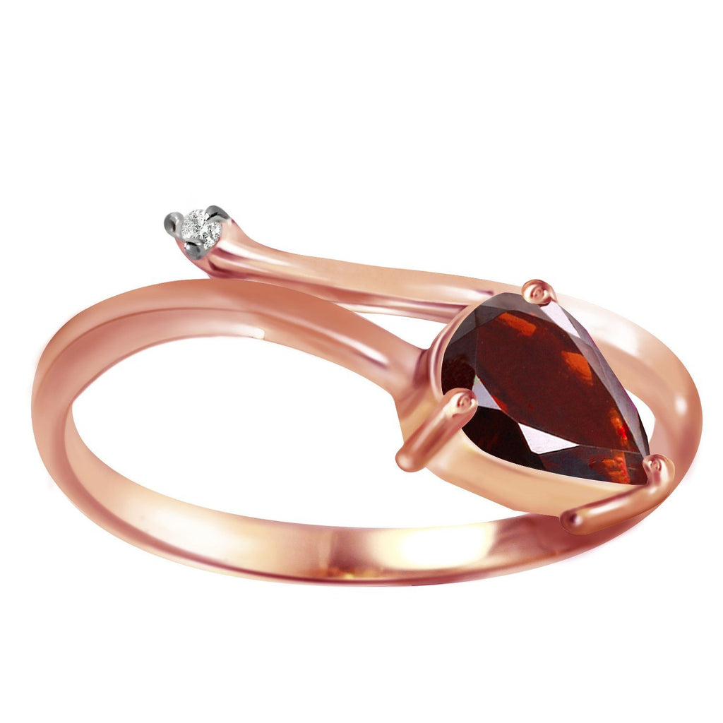 0.83 Carat 14K Rose Gold Snake Charm Garnet Diamond Ring