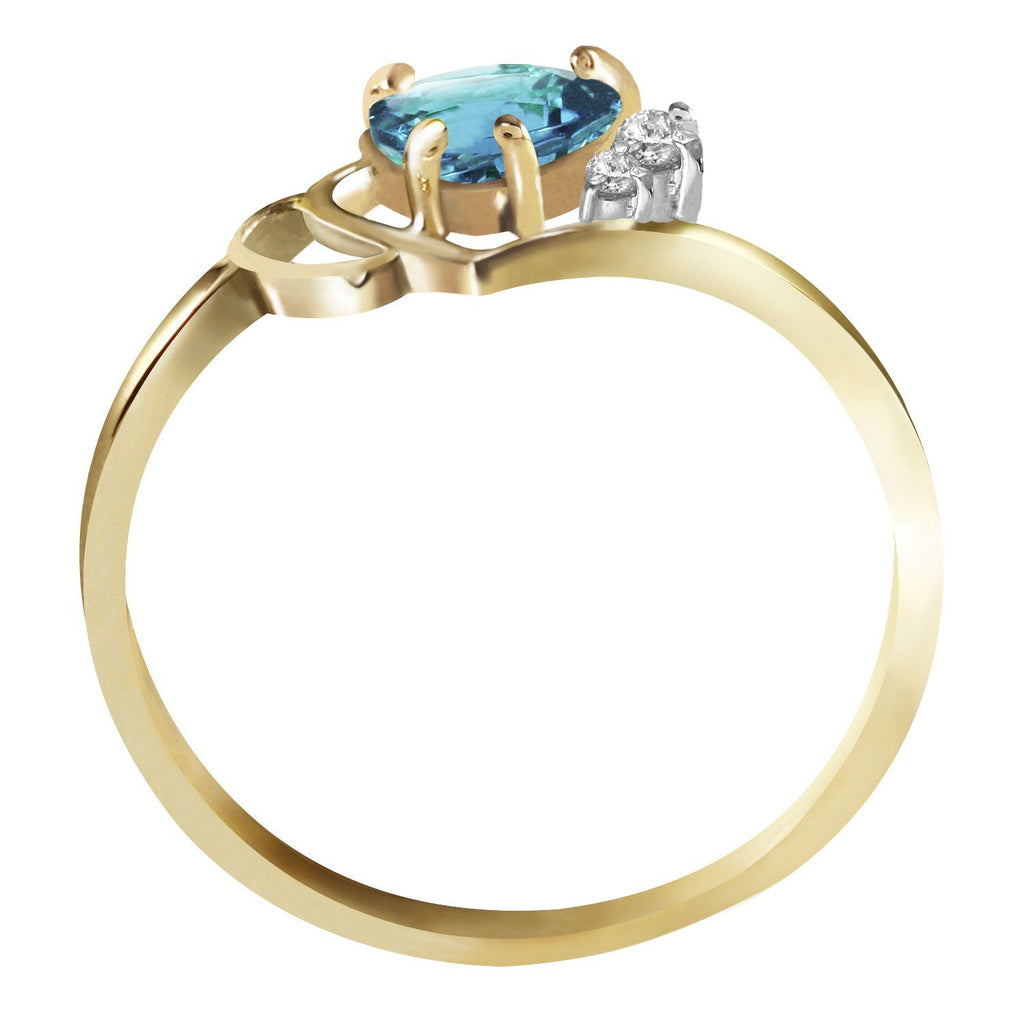0.97 Carat 14K Rose Gold Ring Natural Diamond Blue Topaz