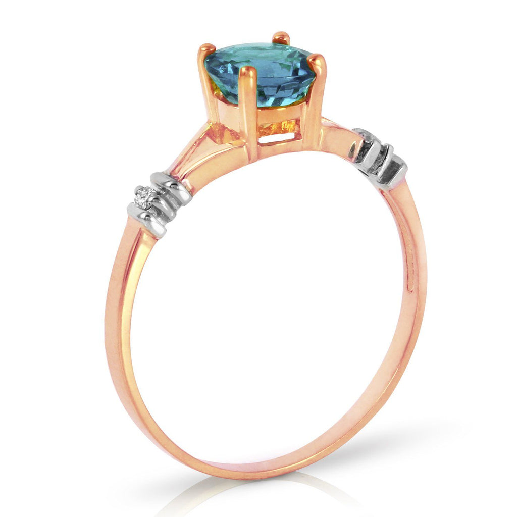 1.02 Carat 14K Rose Gold Cathy Blue Topaz Diamond Ring
