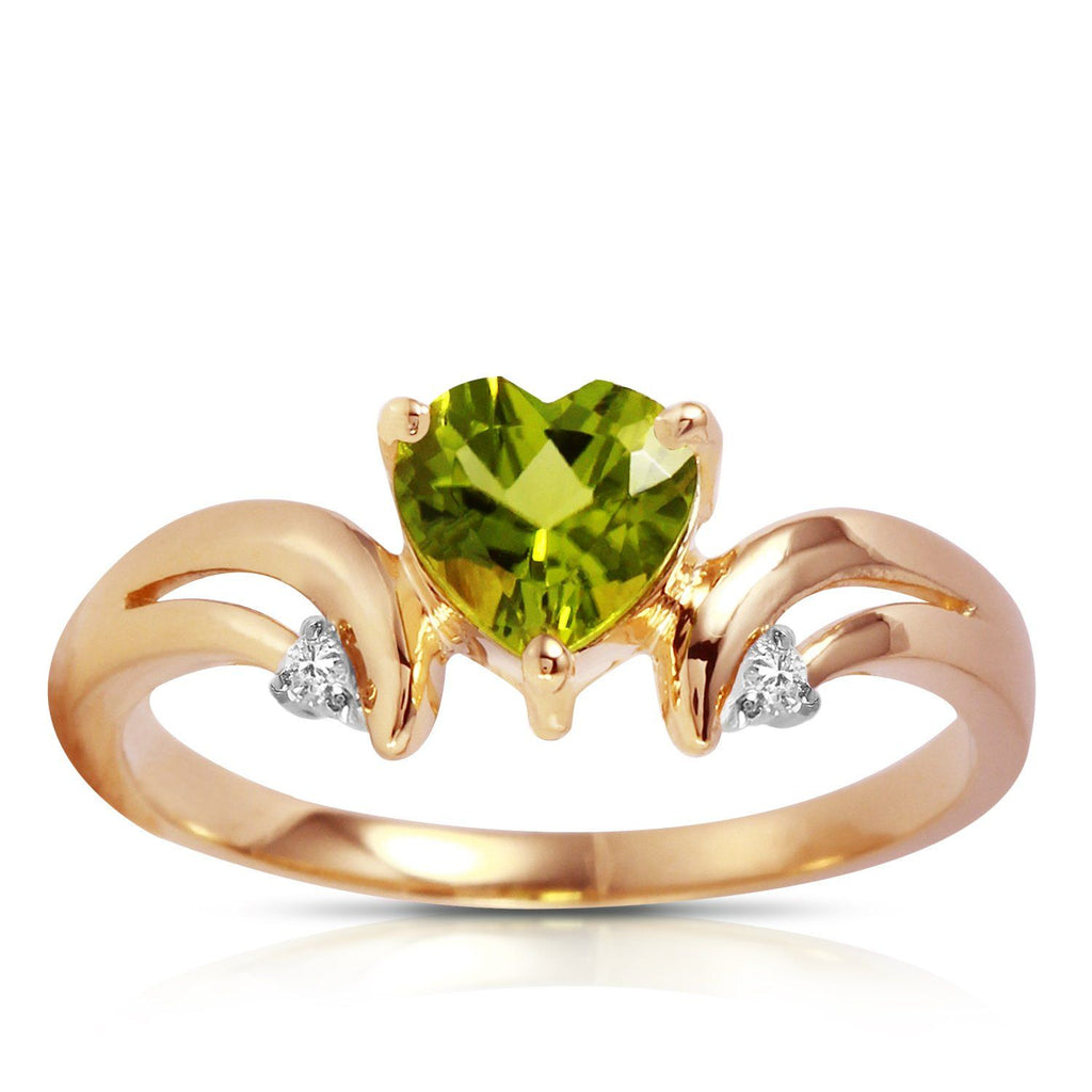 1.26 Carat 14K Rose Gold Ring Diamond Peridot
