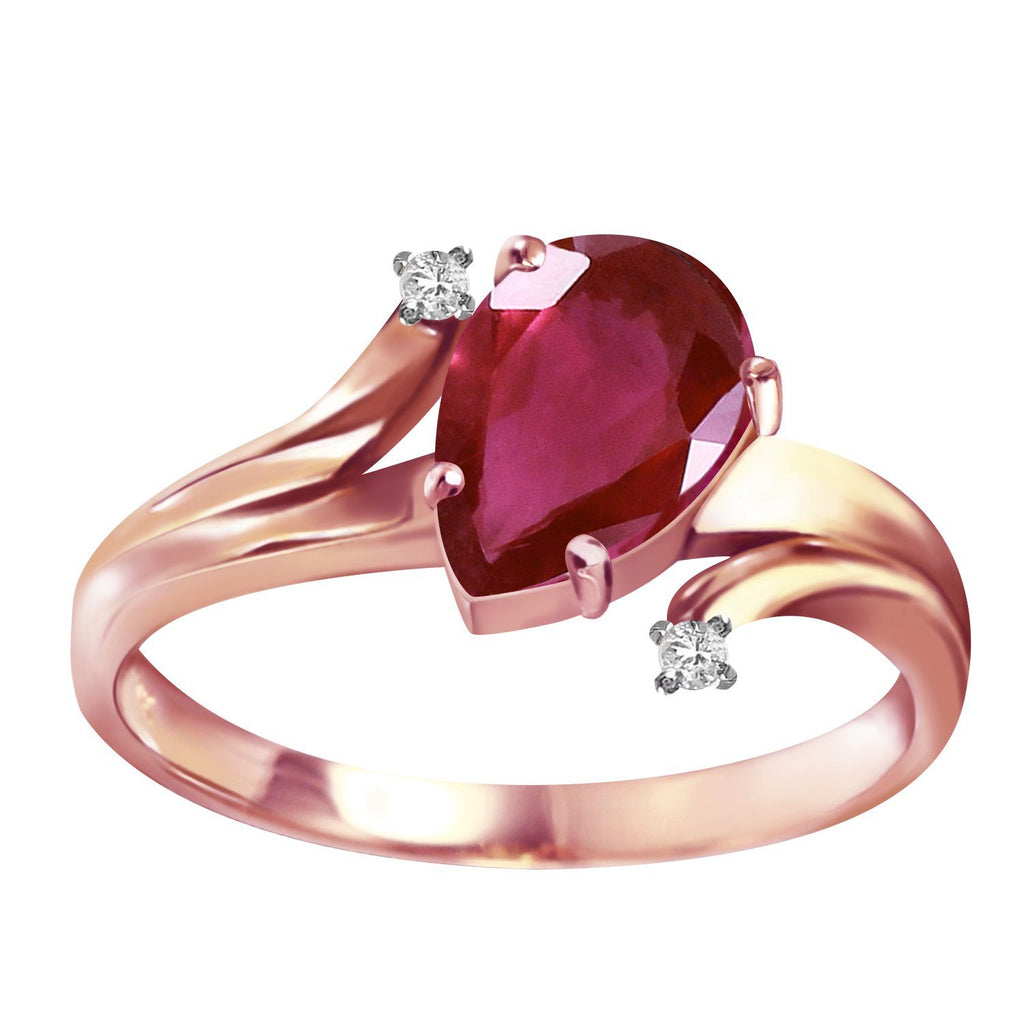 1.51 Carat 14K Rose Gold Lovelight Ruby Diamond Ring