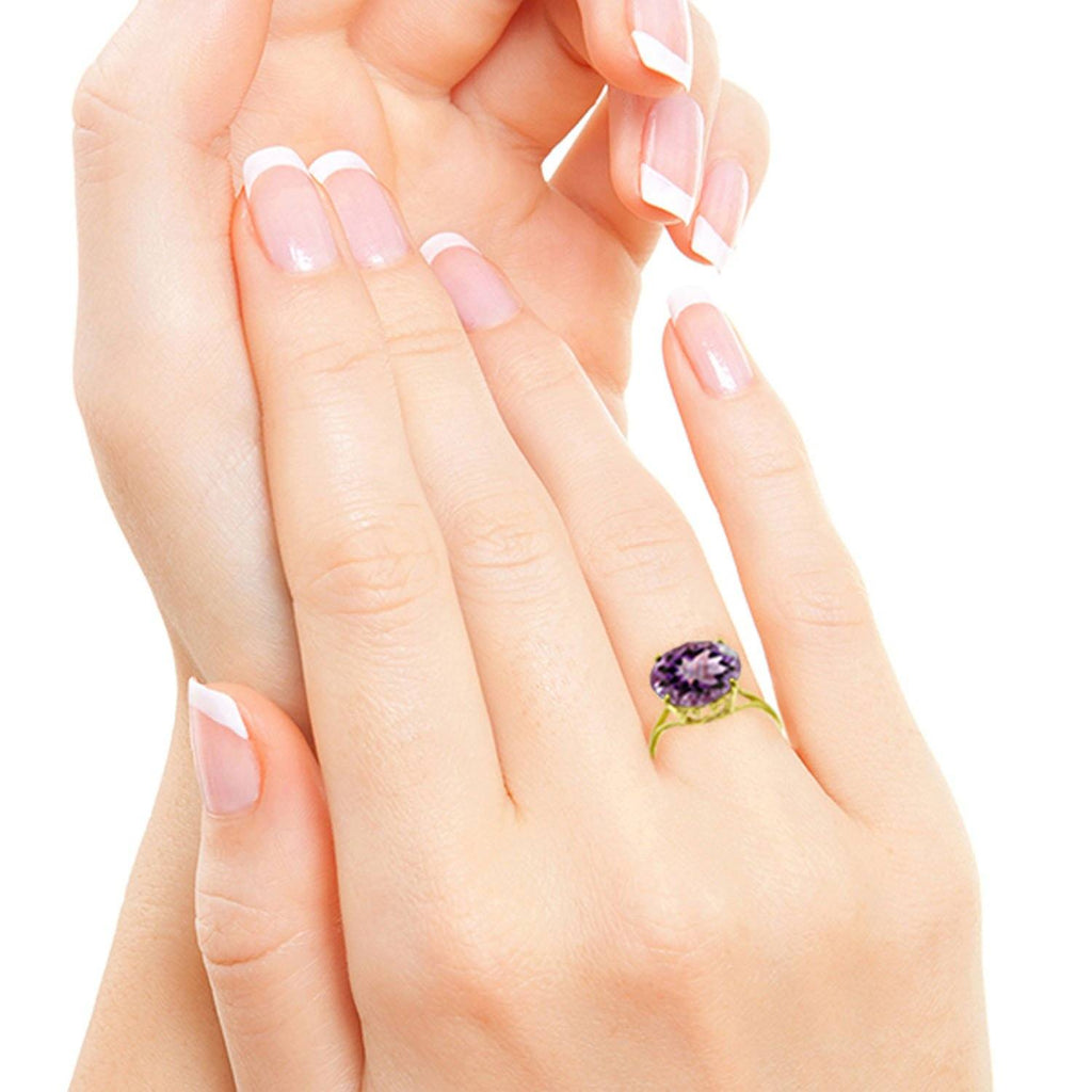 14K Rose Gold Ring Natural 12 mm Round Amethyst Certified