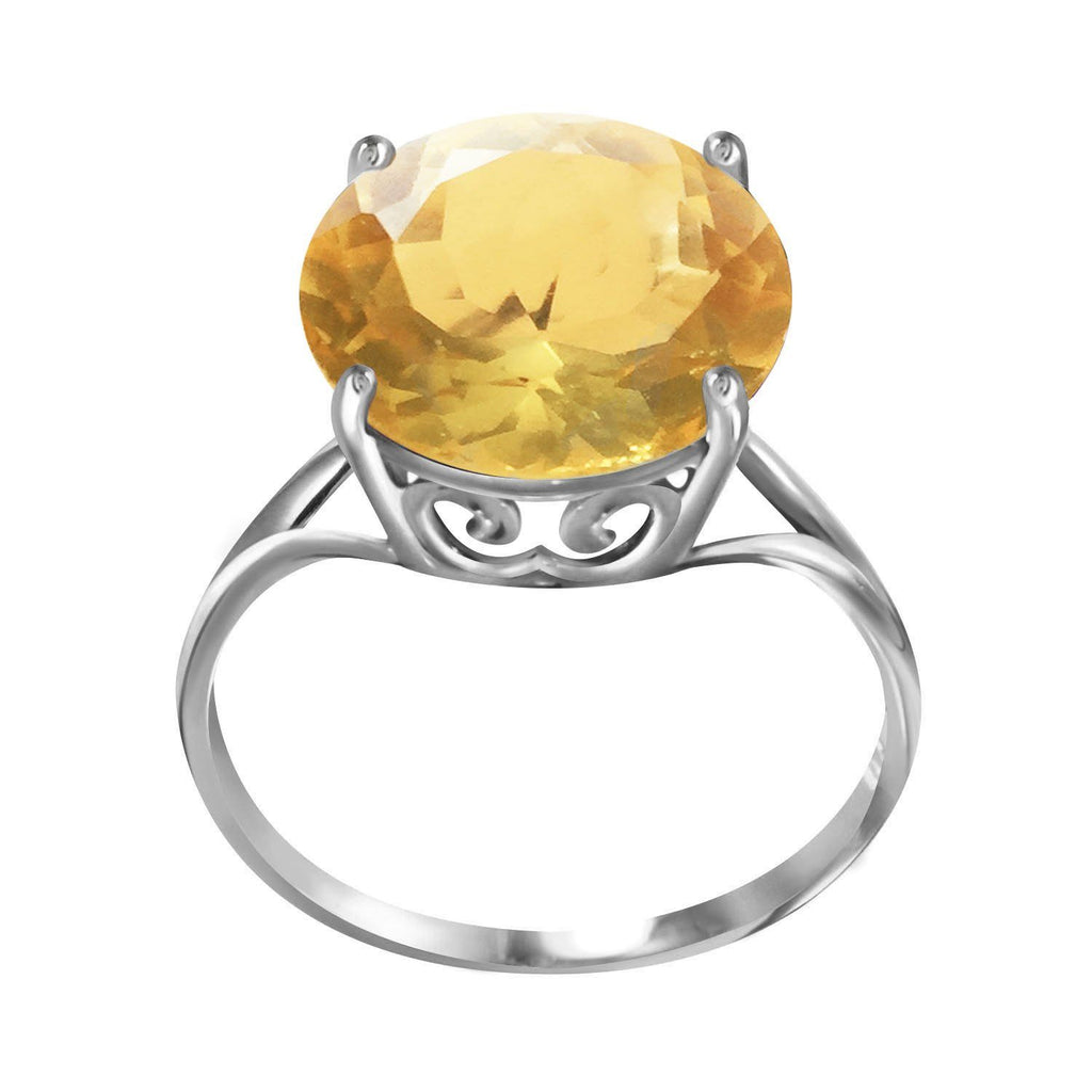 14K Rose Gold Ring Natural 12 mm Round Citrine Certified